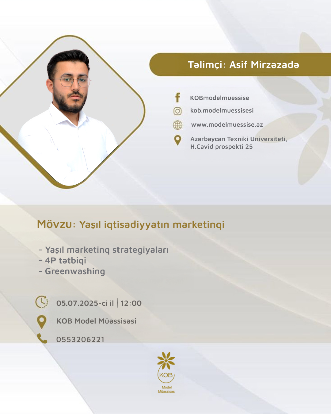 “Yaşıl iqtisadiyyatın marketinqi” mövzusunda təlim keçiriləcək.
