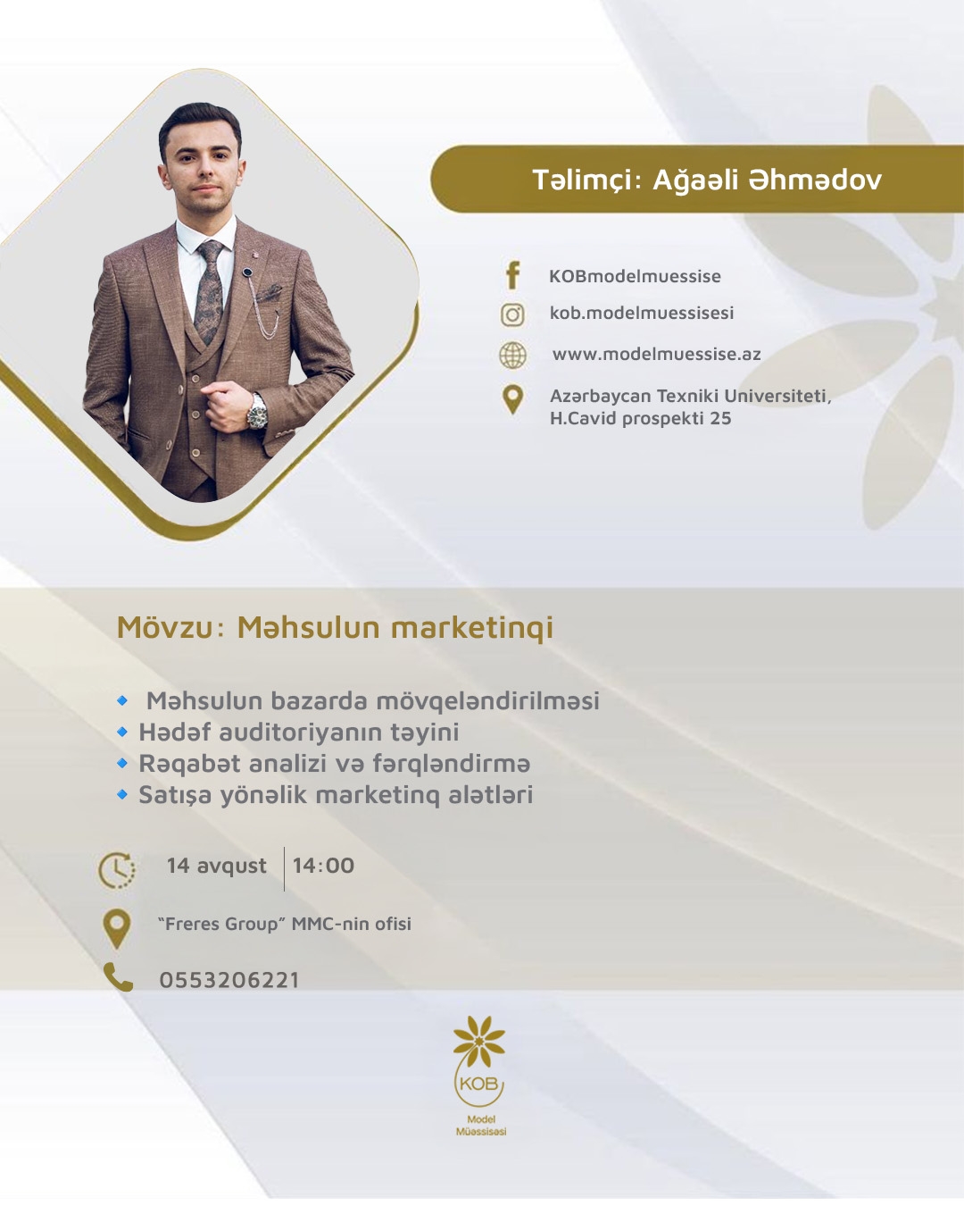 “Məhsulun marketinqi” mövzusunda təlim keçiriləcək.