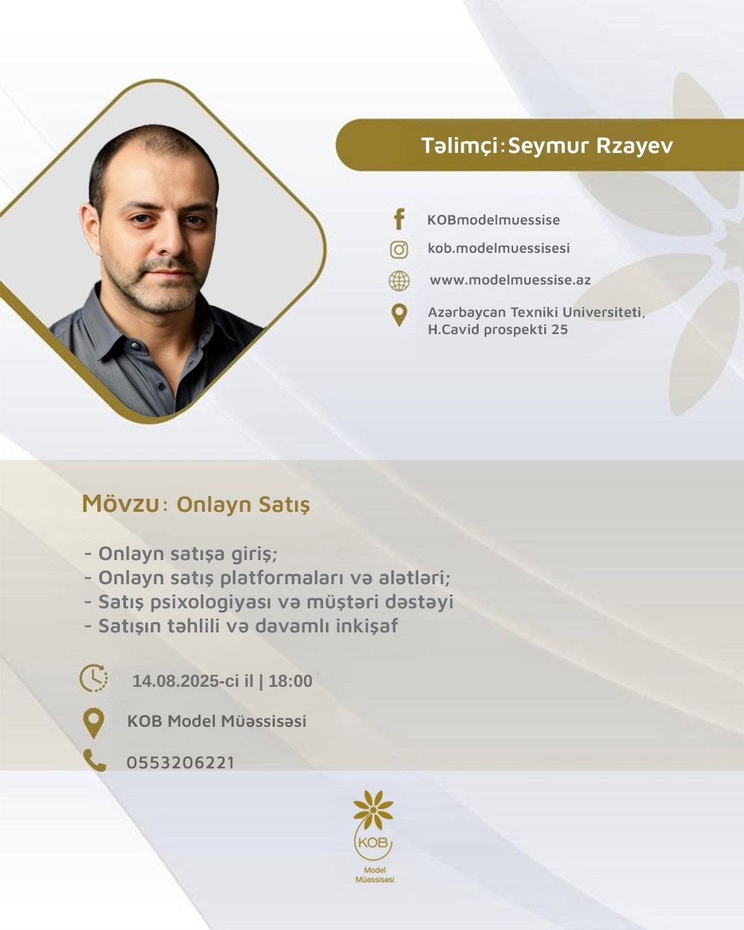 “Onlayn satış” mövzusunda təlim keçiriləcək.