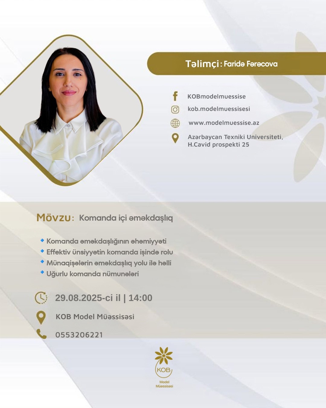 “Komanda içi əməkdaşlıq” mövzusunda təlim keçiriləcək.