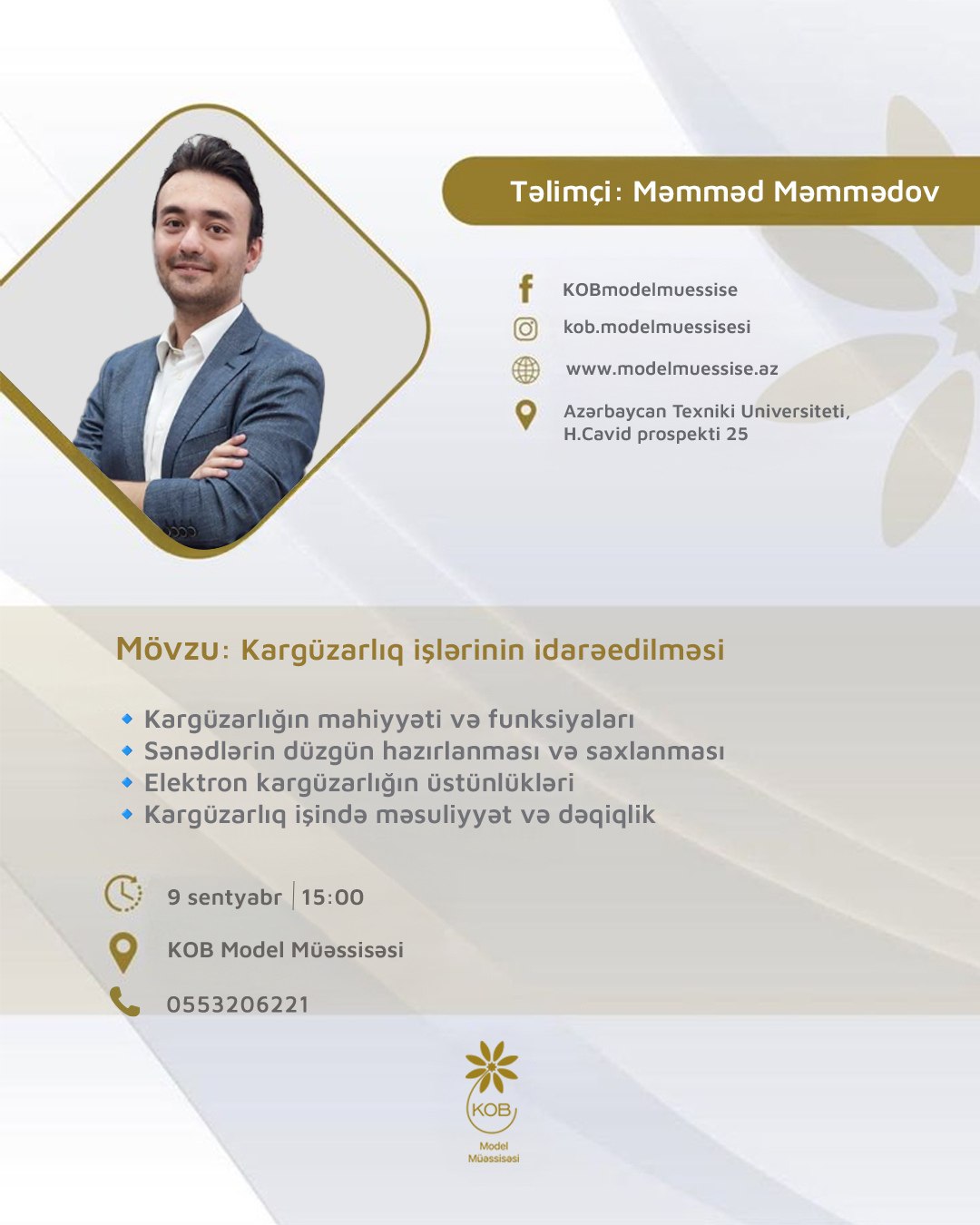“Kargüzarlıq işlərinin idarəedilməsi” mövzusunda təlim keçiriləcək.