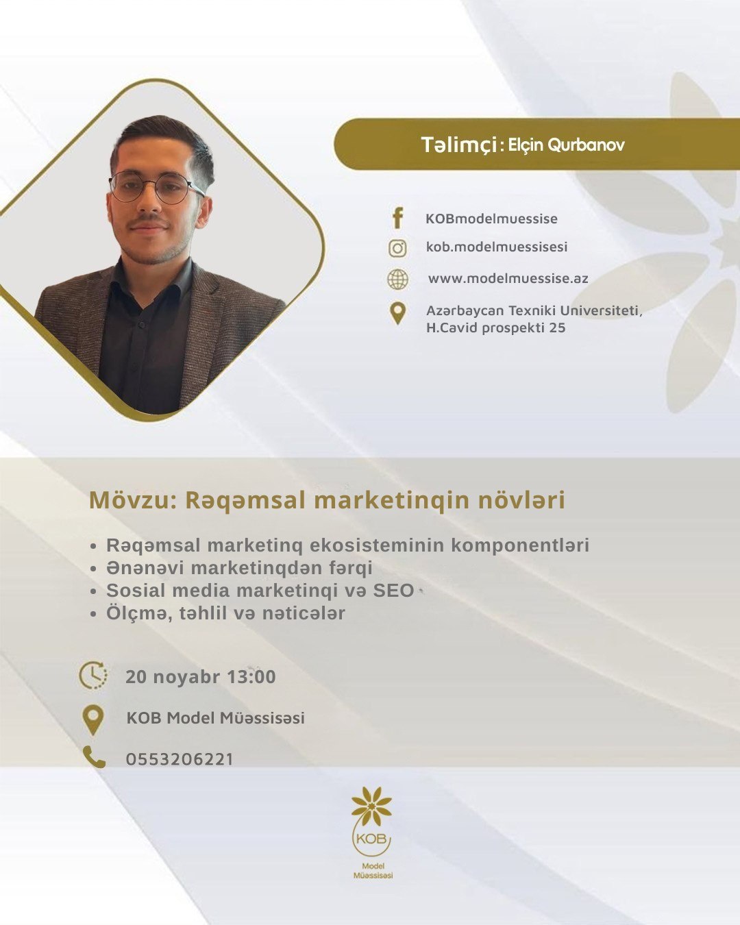 Rəqəmsal marketinqin növləri mövzusunda təlim keçiriləcək