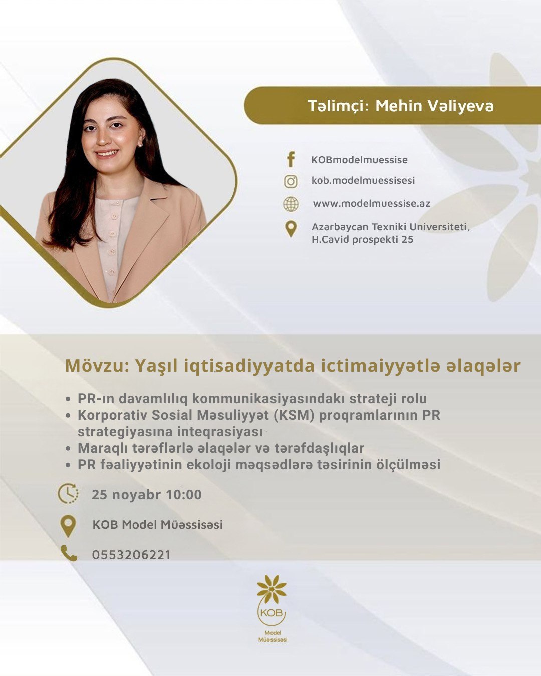 Yaşıl iqtisadiyyatda ictimaiyyətlə əlaqələr mövzusunda təlim keçiriləcək