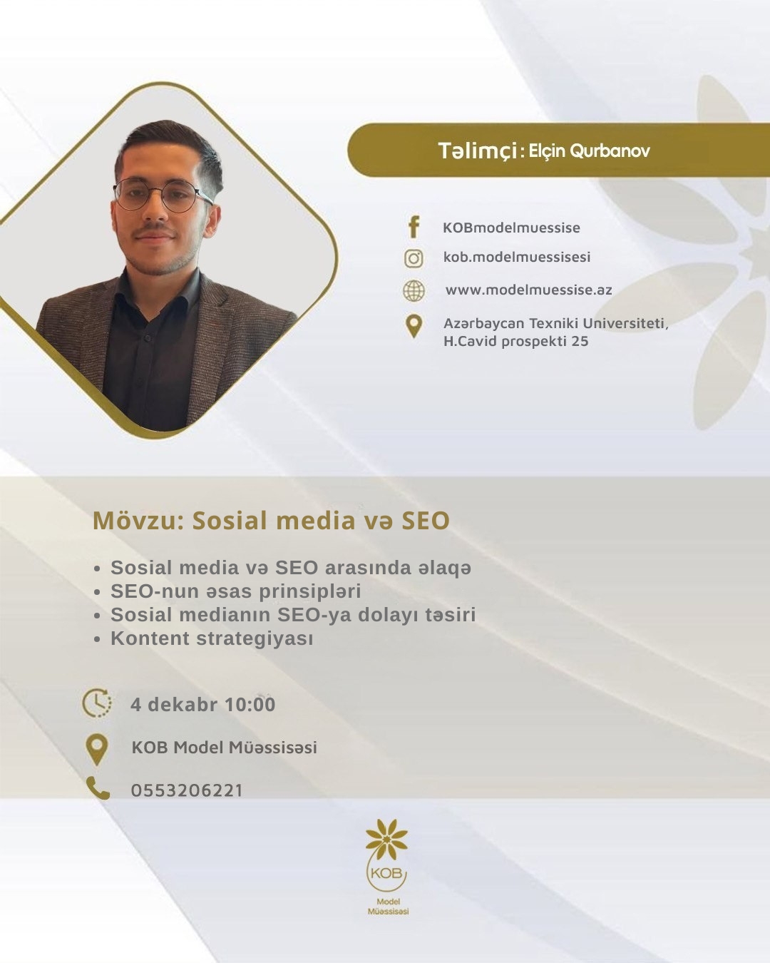 Sosial media və SEO mövzusunda təlim keçiriləcək
