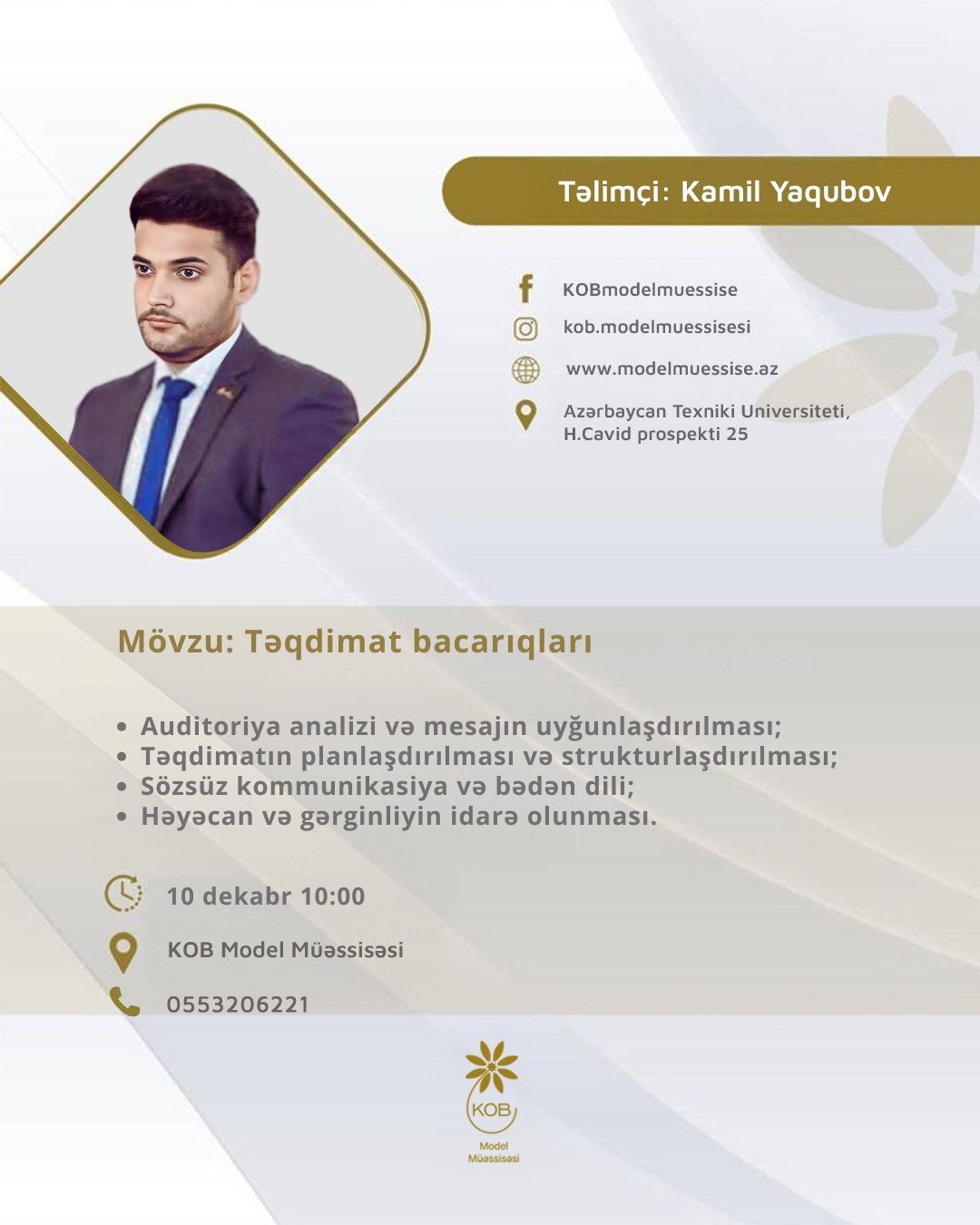 Təqdimat bacarıqları mövzusunda təlim keçiriləcək