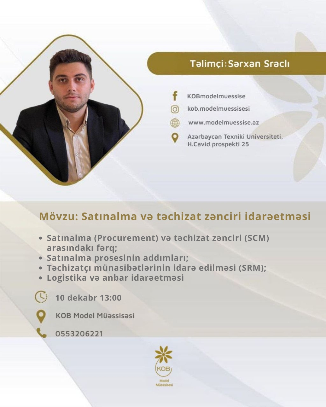 Satınalma və təchizat zənciri idarəetməsi mövzusunda təlim keçiriləcək